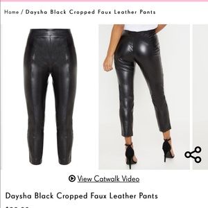Faux leather cropped pants